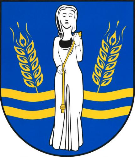 Bohyně Mokoš v obecním znaku obce Mokošín